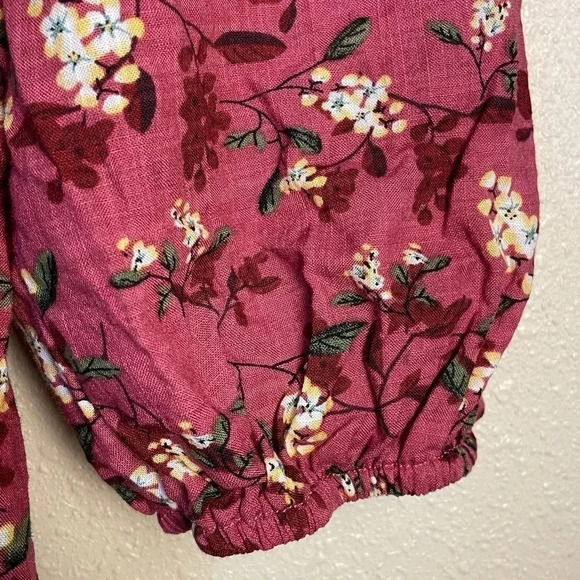 Lush Size Large Floral Ruffle Trimmed Dress Open Tie Back Side Zip Magenta NEW - Picture 8 of 11